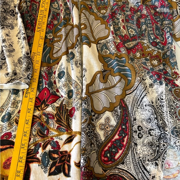 Chico’s Paisley Off White Cotton Acrylic Open MIDI Cardigan size 2 - Picture 7 of 10